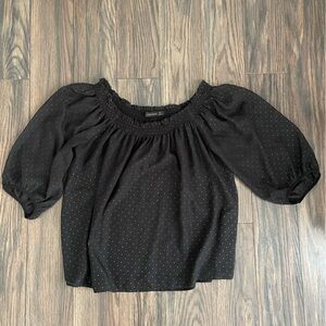 Zara basics black blouse with gold accents size M